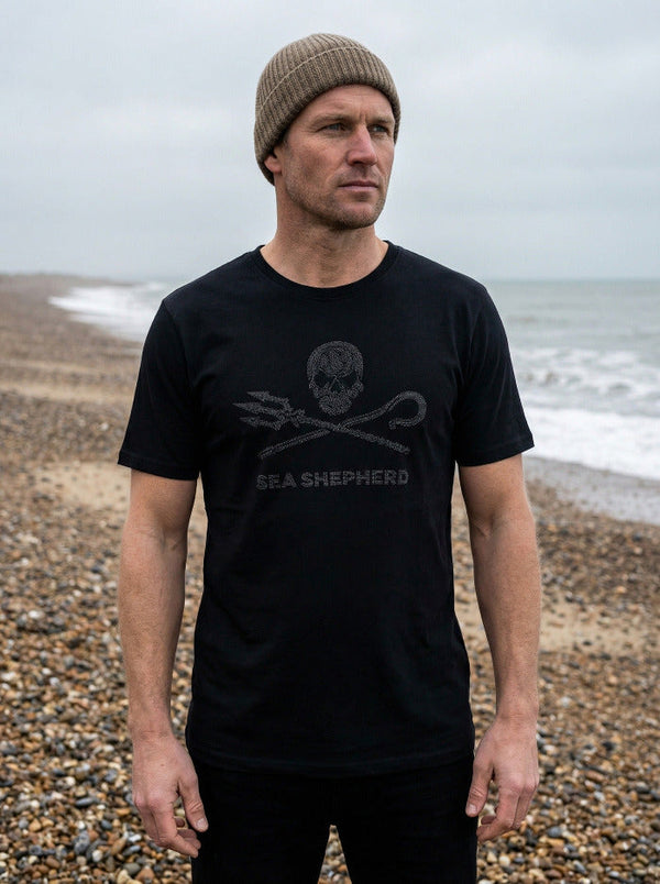 Maglietta Unisex Slub Jolly Roger | Nero