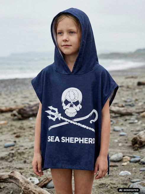 Poncho in telo mare Unisex Bambini Jolly Roger | Blu