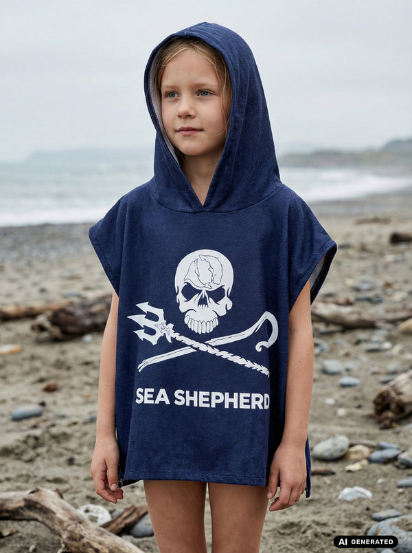 Poncho in telo mare Unisex Bambini Jolly Roger | Blu