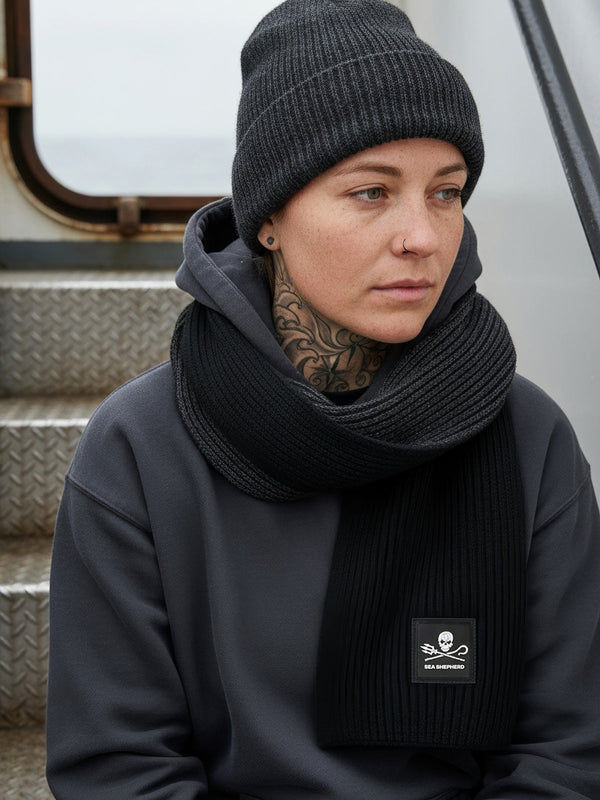 Sciarpa lavorata a maglia Jolly Roger | Nero