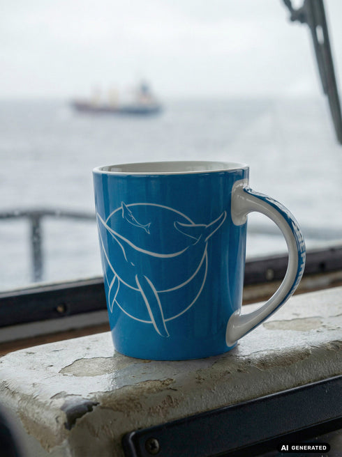 Porcelain Mug Whale Logo | Blue